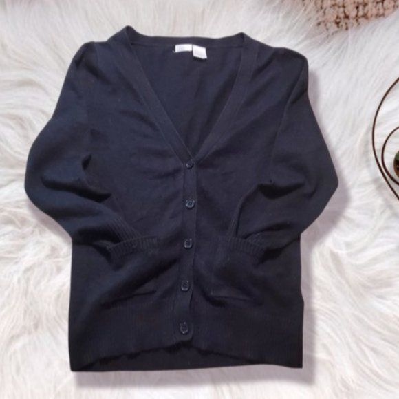 SIBLINGS- Girls Super Soft Black Cardigan with double pockets- M- rare - Picture 1 of 4